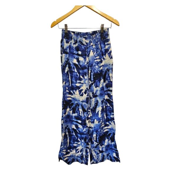 TOMMY BAHAMA Linen Pants Wide‎ Leg MEDIUM Blue White Tie Dye - Picture 2 of 5